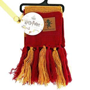 New Harry Potter Gryffindor Scarf Knit Red Yellow Heathered Stripe Fringe nwt